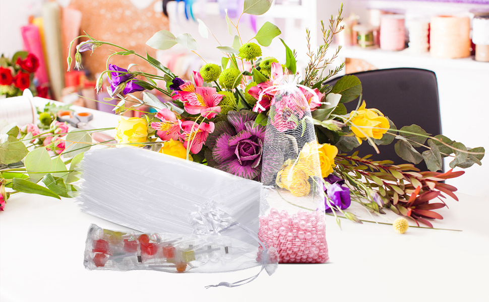 28x6cm Organza Pouch Sheer Bag Favor Gift Drawstrings Bag Packing Beg ...