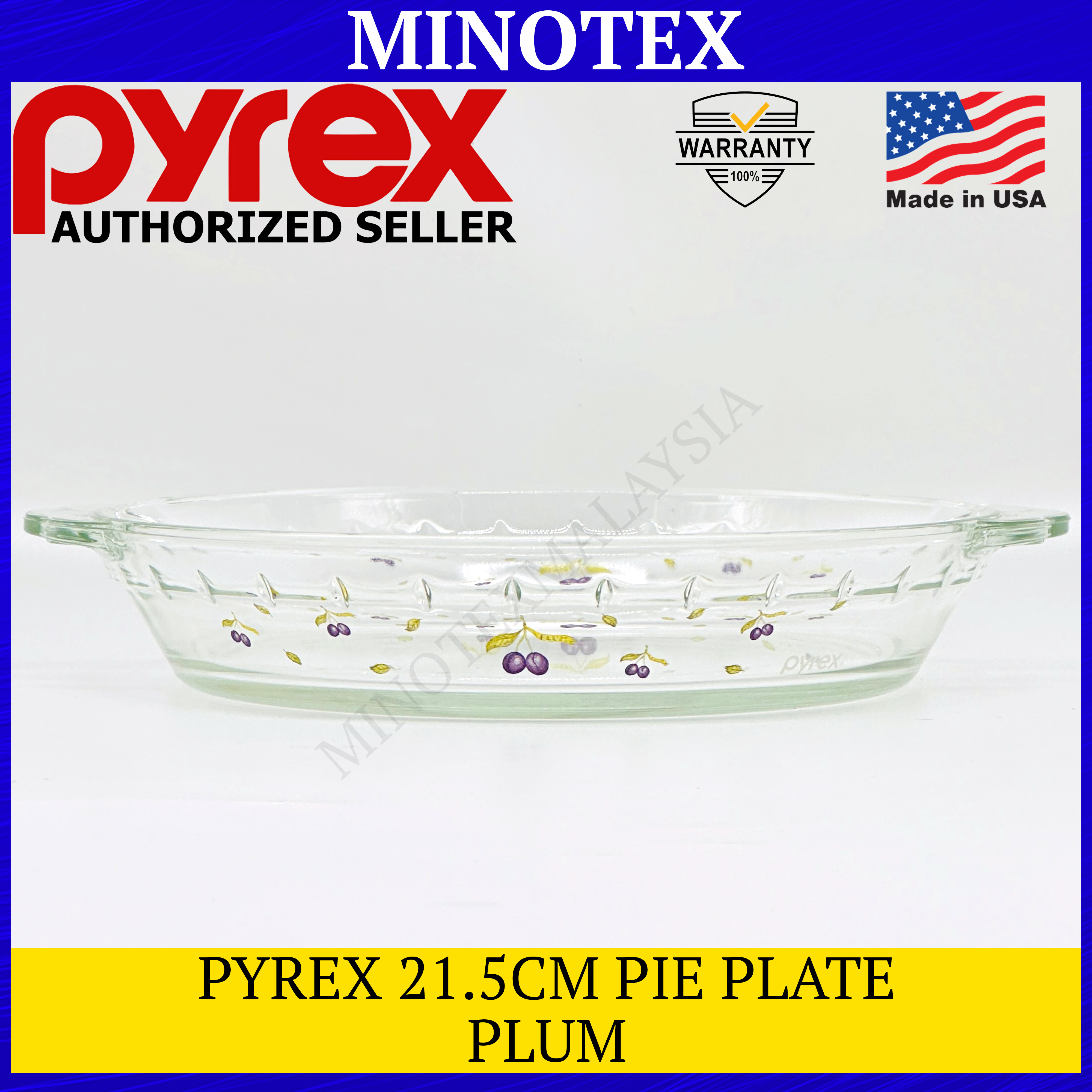 Pyrex 21.5cm Pie Plate Heat Resistant Borosilicate Glass/ Mangkuk Pyrex ...