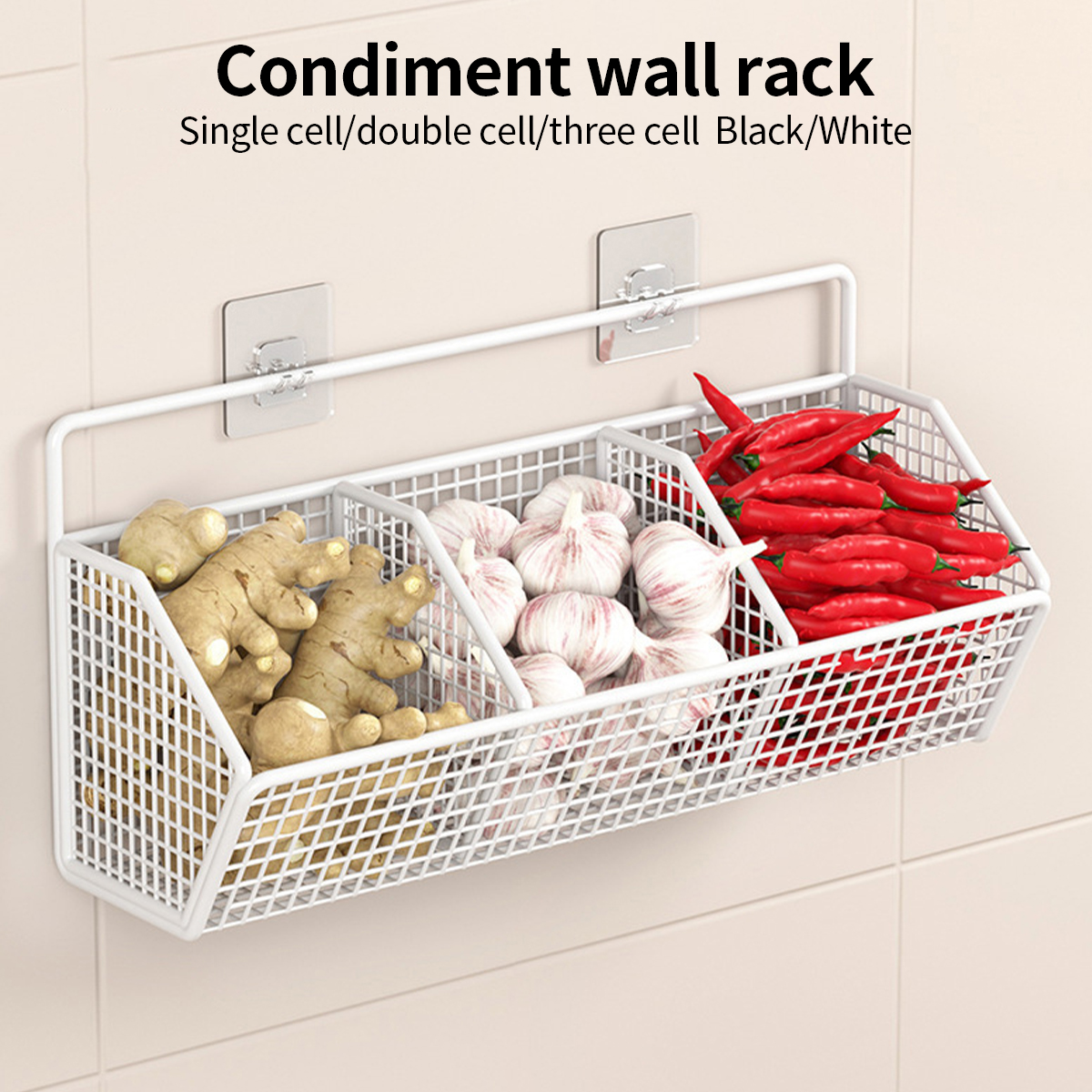 Wall Mounted Storage Rack Onion Ginger Seasoning Storager Basket ...