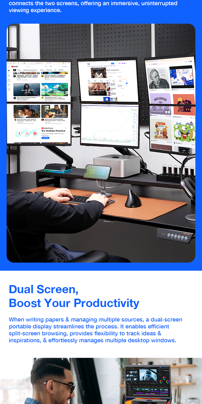 JSAUX PM0201 PM0205 FlipGo Pro Portable Dual Monitor 13.5 /15.6 /16 ...