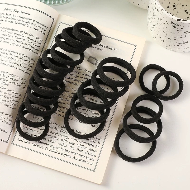 Getah Rambut Hitam Black Rubber Band Tuala Simple School Girl Hair Ties ...