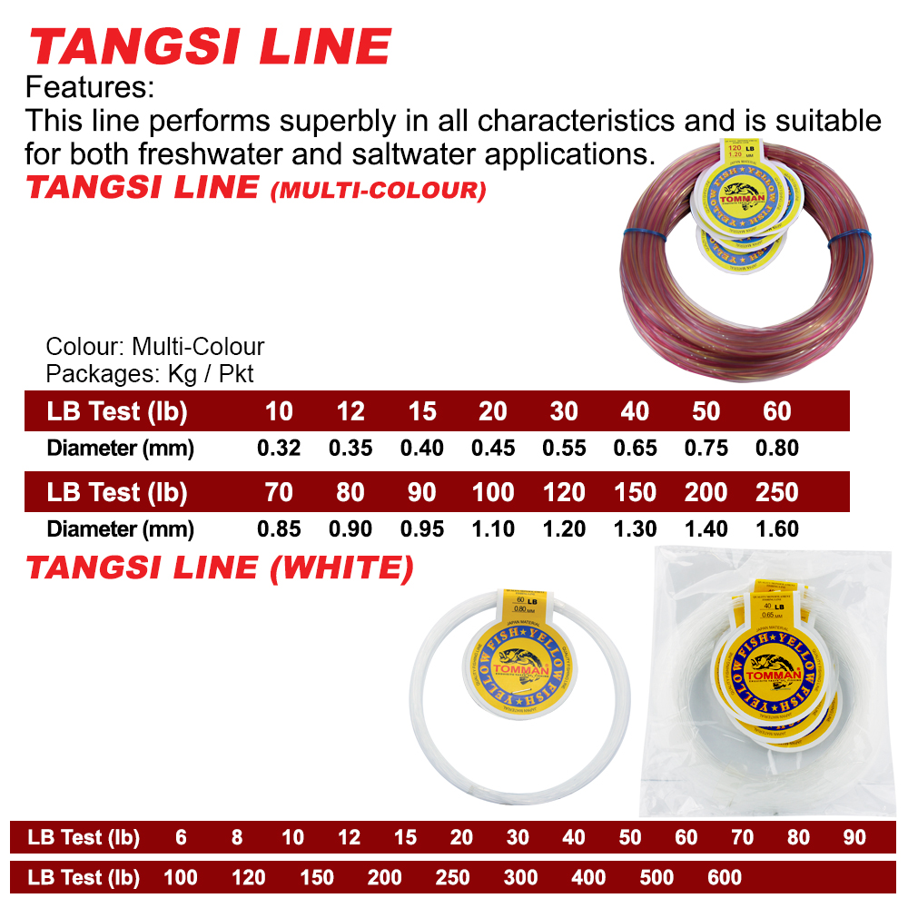 Tomman Quality Monofilament Fishing Line Leader Tali Tangsi 10/15