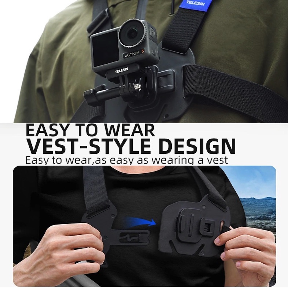 TELESIN Vest Chest Strap Mount for GoPro Insta360 DJI Action Camera ...