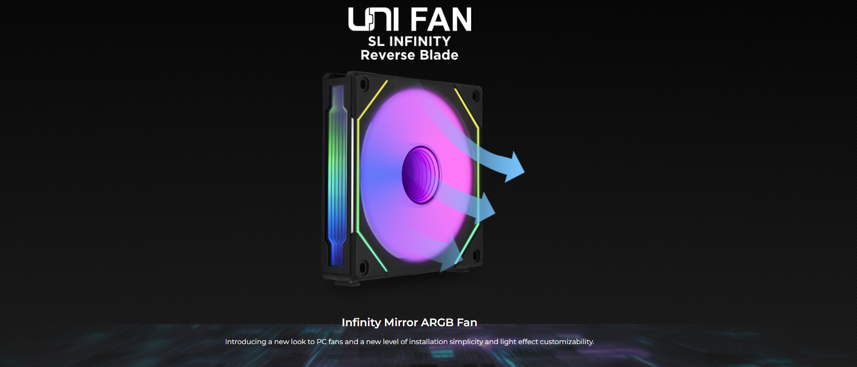 LIAN LI UNI FAN SL120 120mm INFINITY REVERSE BLADE SINGLE PACK CASING ...
