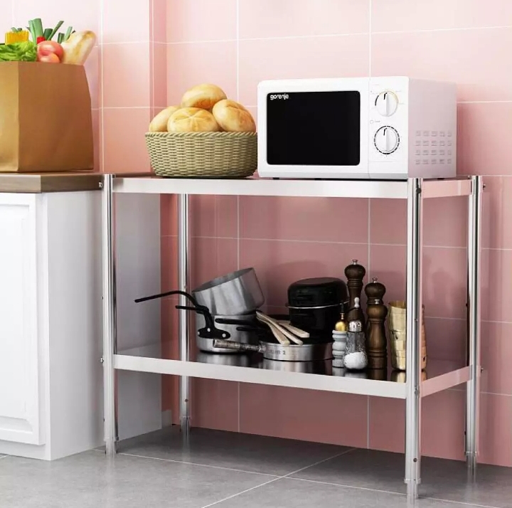 2 TIER STAINLESS STEEL KITCHEN STORAGE RACK ~ 50cm x 90cm x 80cm ...