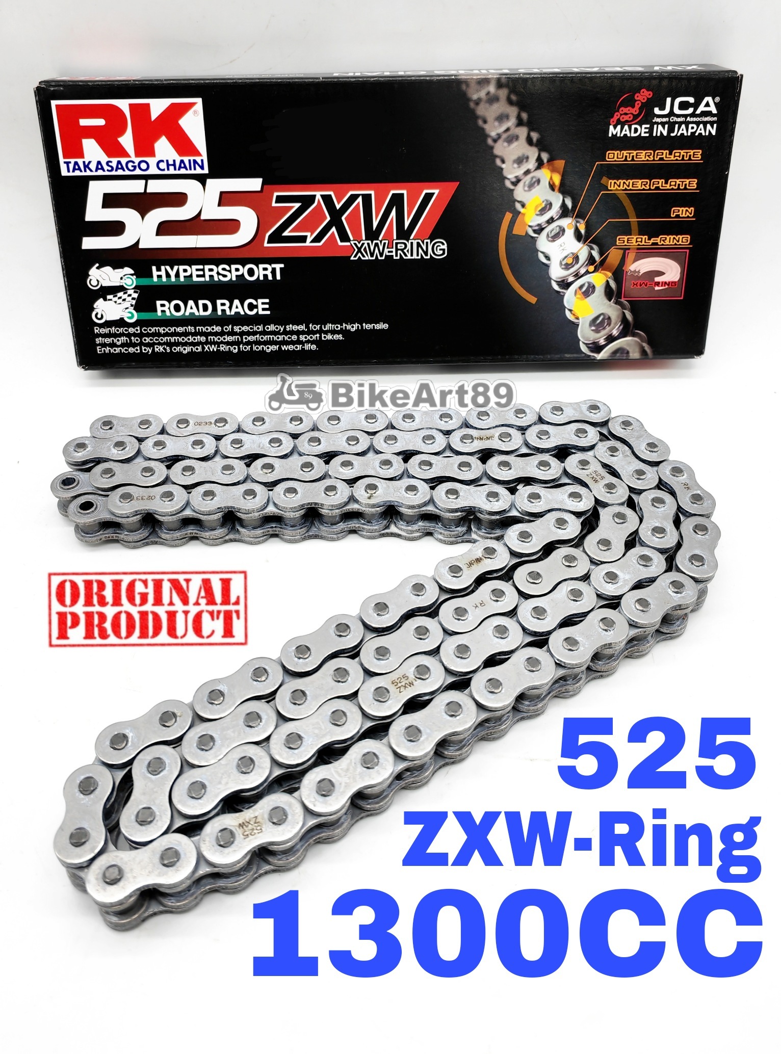RK Sprocket Set BMW S1000RR New RK525 ZXW-Ring Rivet Black / Blue Chain ...