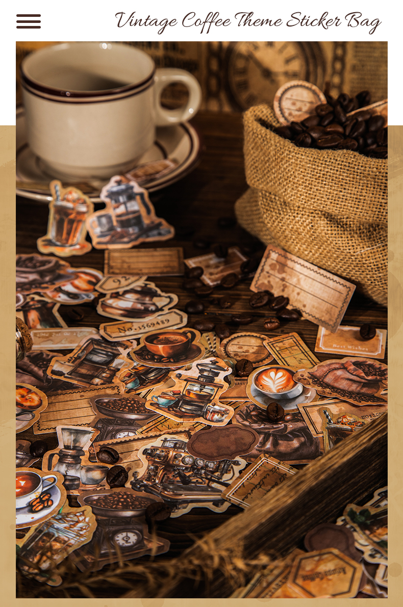 *JUN DEALS* Vintage Coffee Theme Beverages Tags Deco Stickers DIY ...