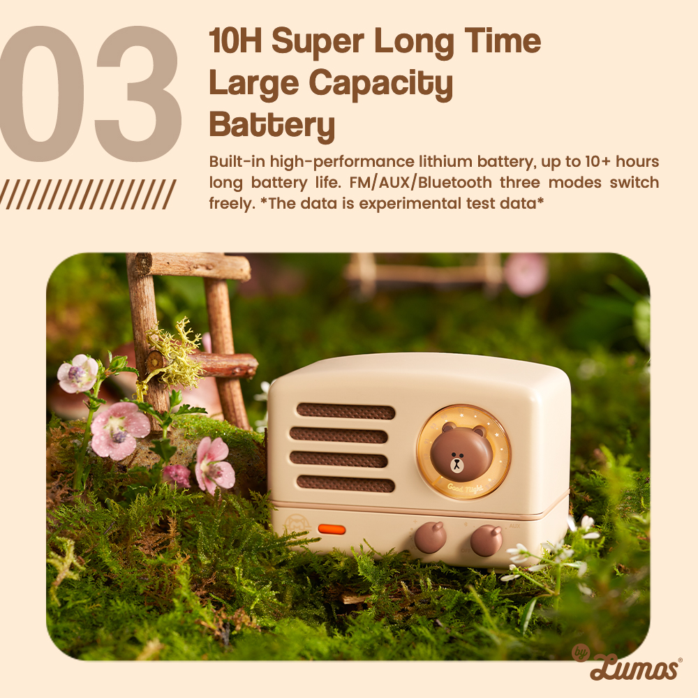 MUZEN OTR Metal LINE FRIENDS Portable FM Radio & Volume Knon Bluetooth ...