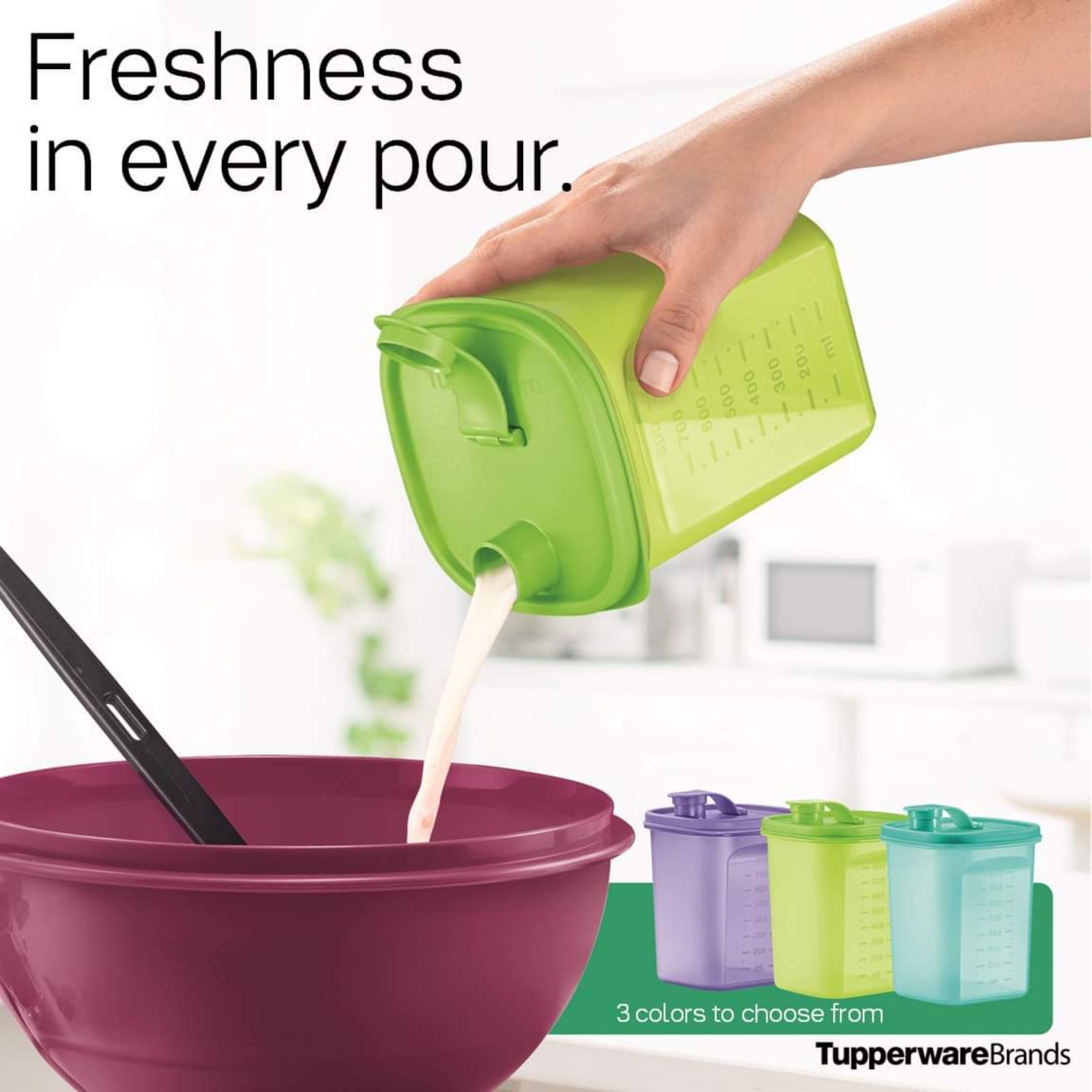 Tupperware Mini Pour Chill Fresh Pour 1L milk keeper Letak Susu cair ...