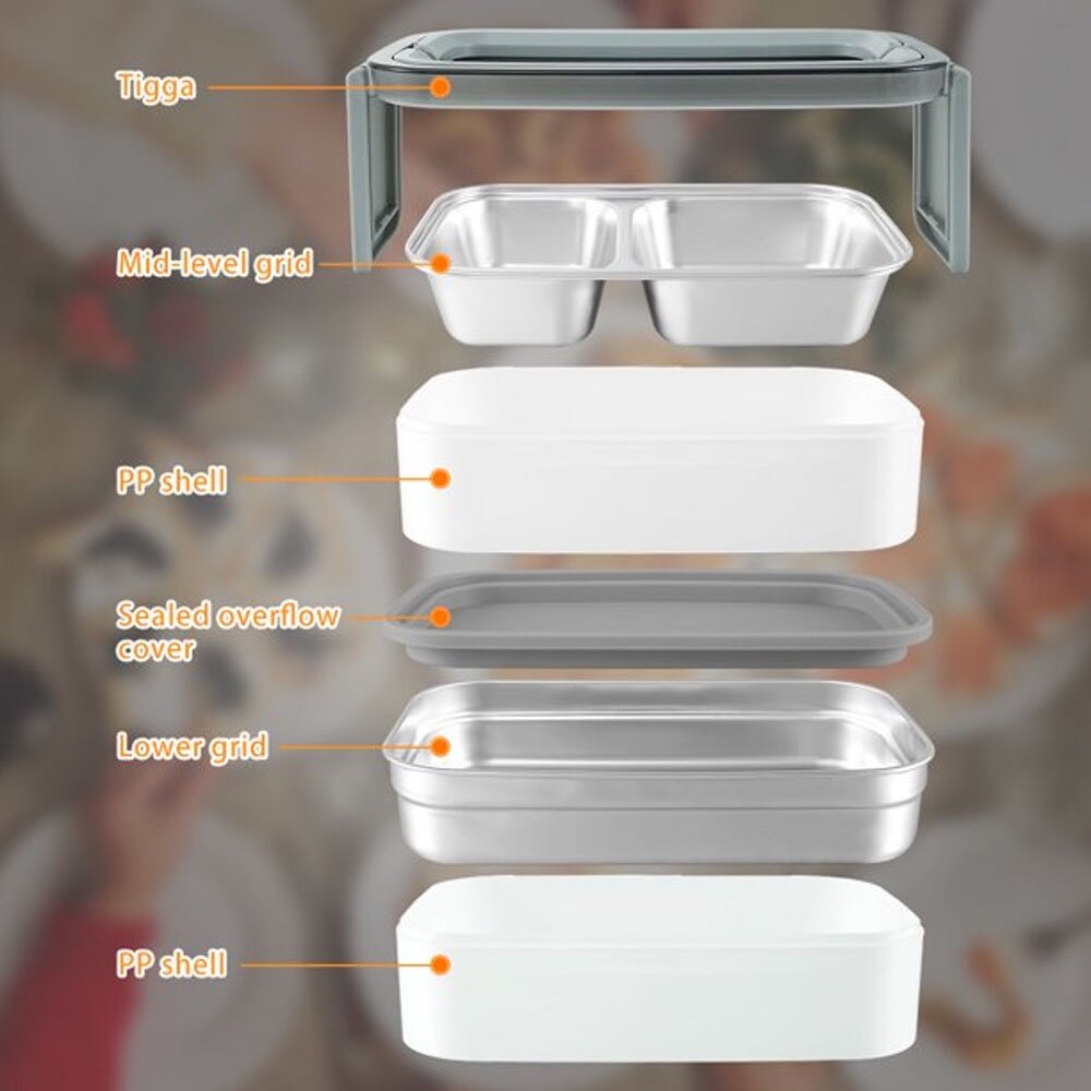 Double Layer Stainless Steel Lunch Box With Insulated Bag Microwave ...