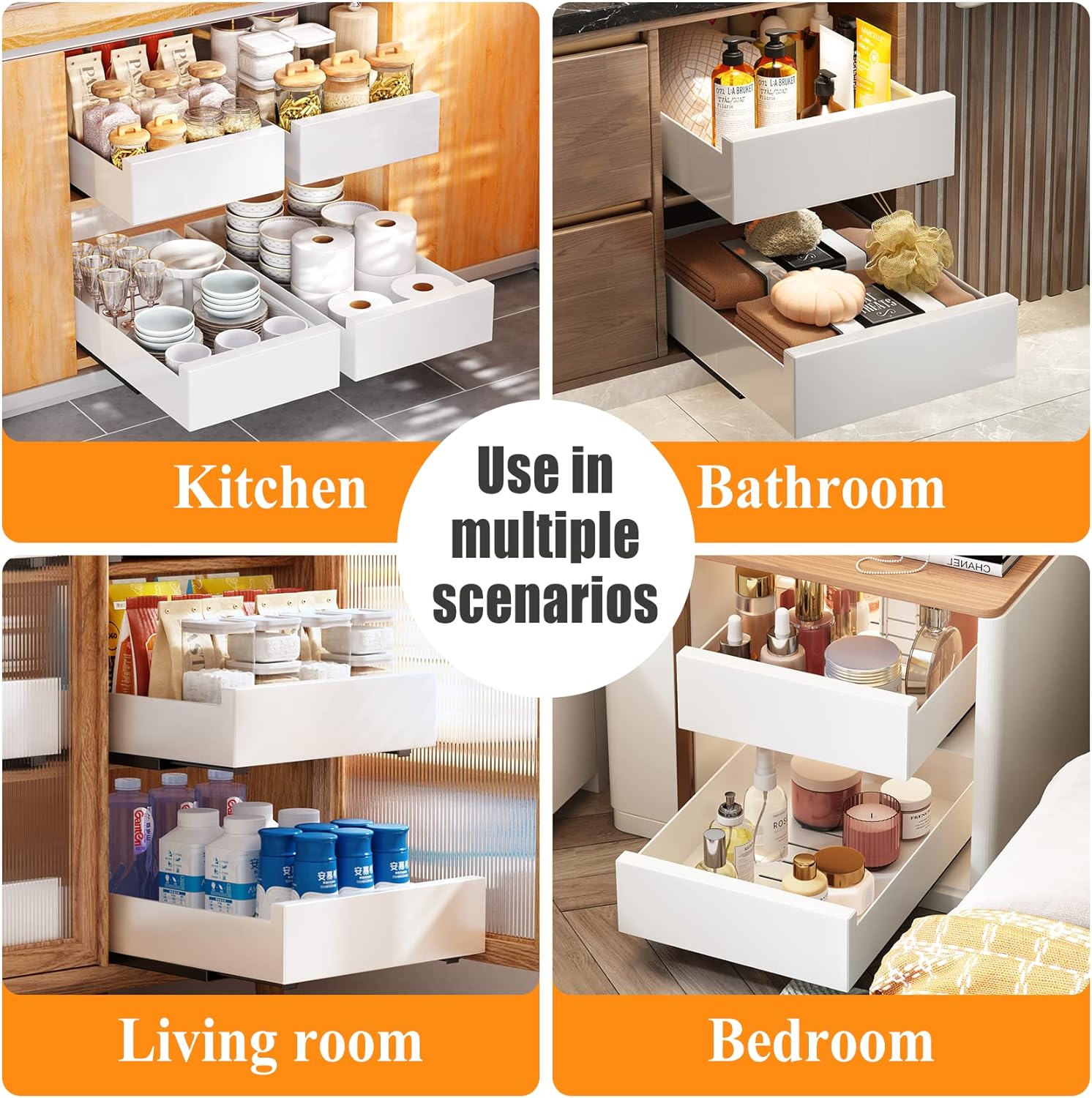 Kitchen Cabinet Pull Out Dish & Bowl Rack With Slide Rails ...