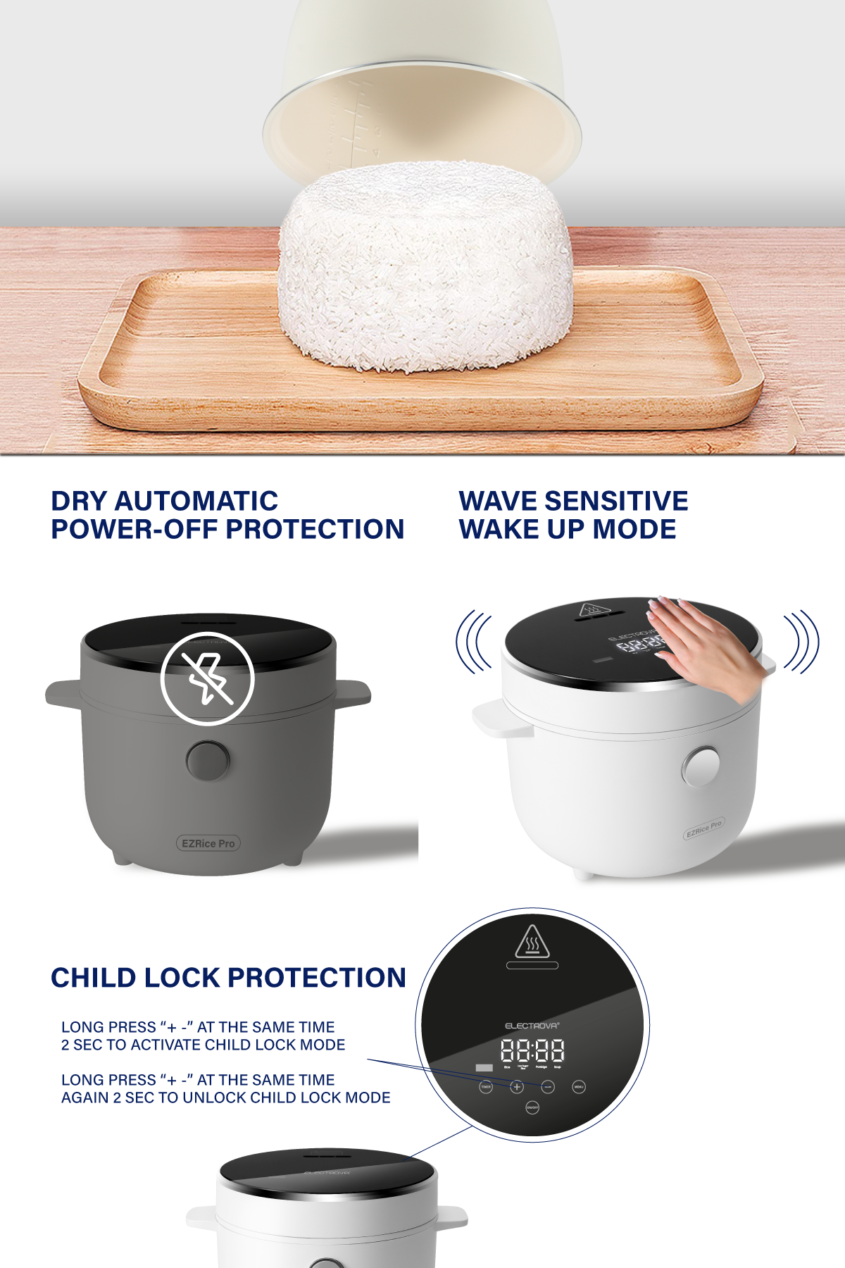 Electrova EzRice Pro 2L Digital Low Sugar Rice Cooker | Non-Stick ...
