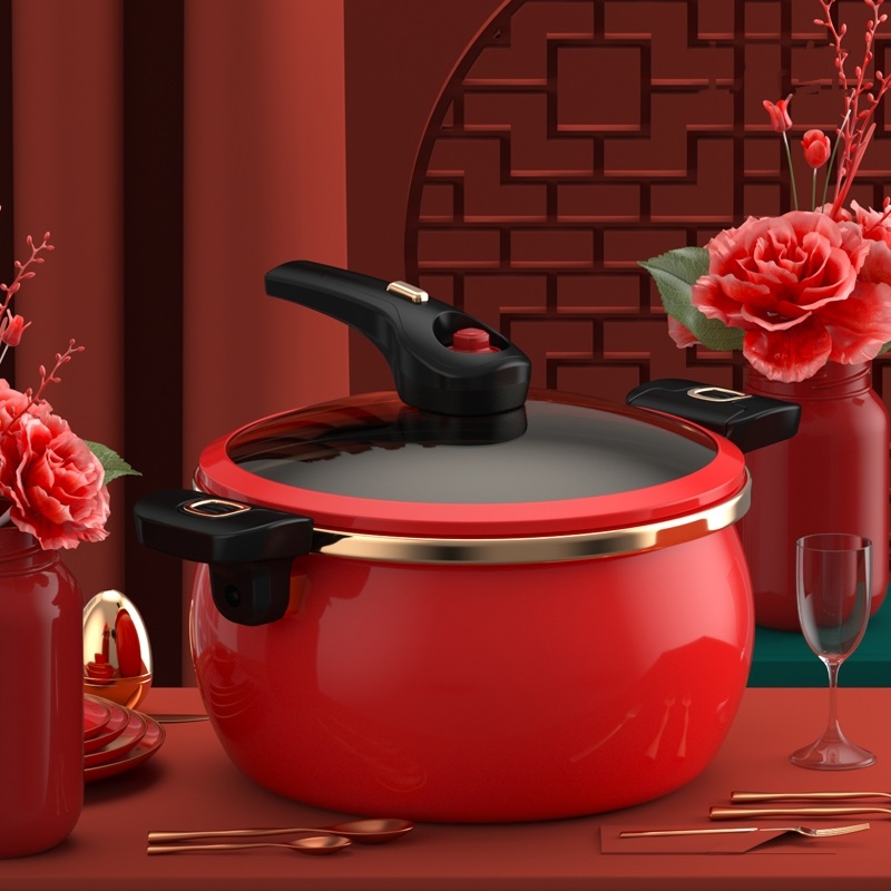 Vienii Joli Enamel Multifunction Micro Pressure Soup Pot Pressure ...