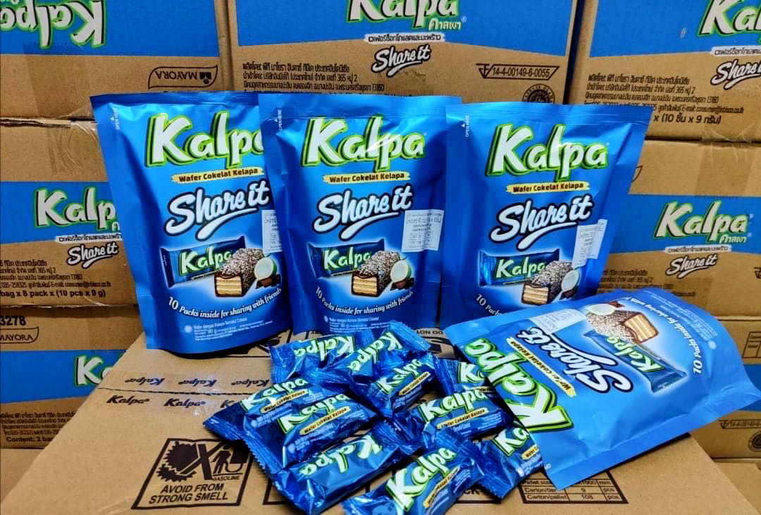 Kalpa Share It Wafer Coklat Kelapa (90g) 10 Mini Packs Cokelat ...