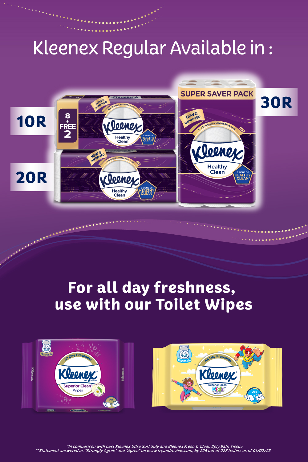 Kleenex Ultra Soft Toilet Tissue 3ply (20 Rolls) Soothing Clean