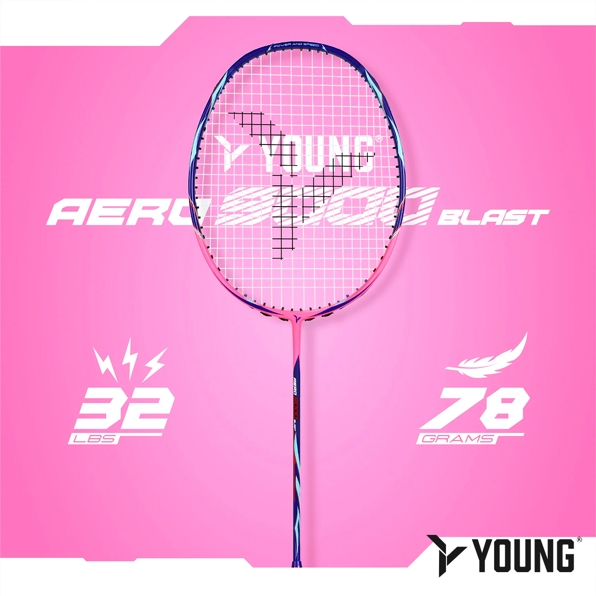 YOUNG Aero 9000 Blast Intermediate Level Badminton Racket - Pink ...