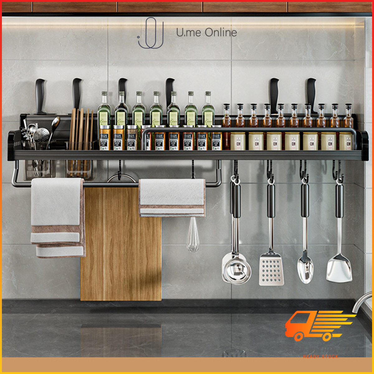U.me Kitchen Storage Shelf Multi-functional Wall-Mounted Rack for ...