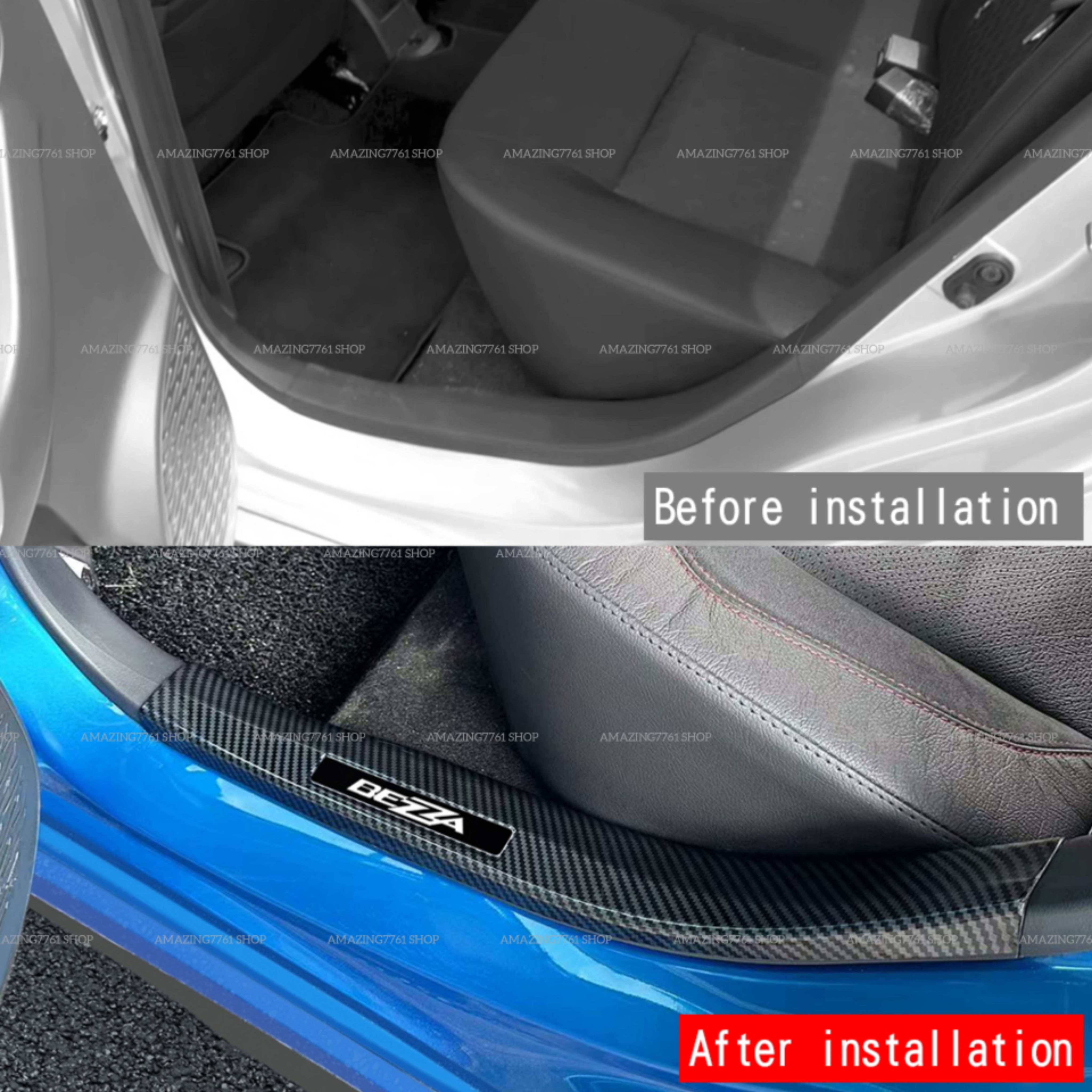 AMAZING PERODUA BEZZA 2016-2024 CARBON FIBER CAR DOOR STEP SIDE STEP ...