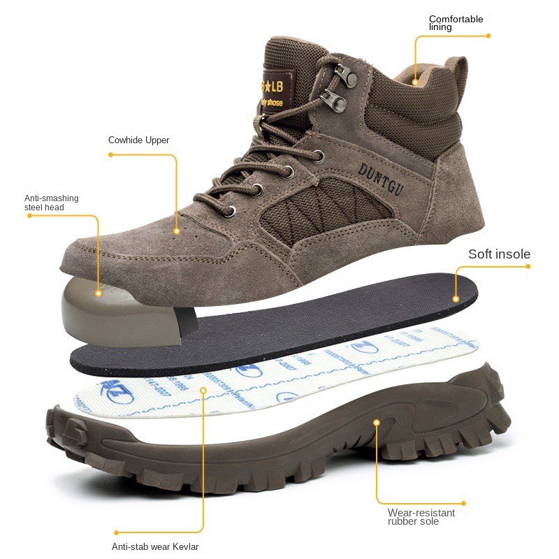 Men's Safety Boots shoes Kasut besi Oil Resistant Protector Military ...