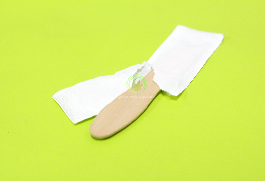 Wooden Ice Cream Spoon with Wrapper 3 inch 90 pieces Kayu Ais Krim ...