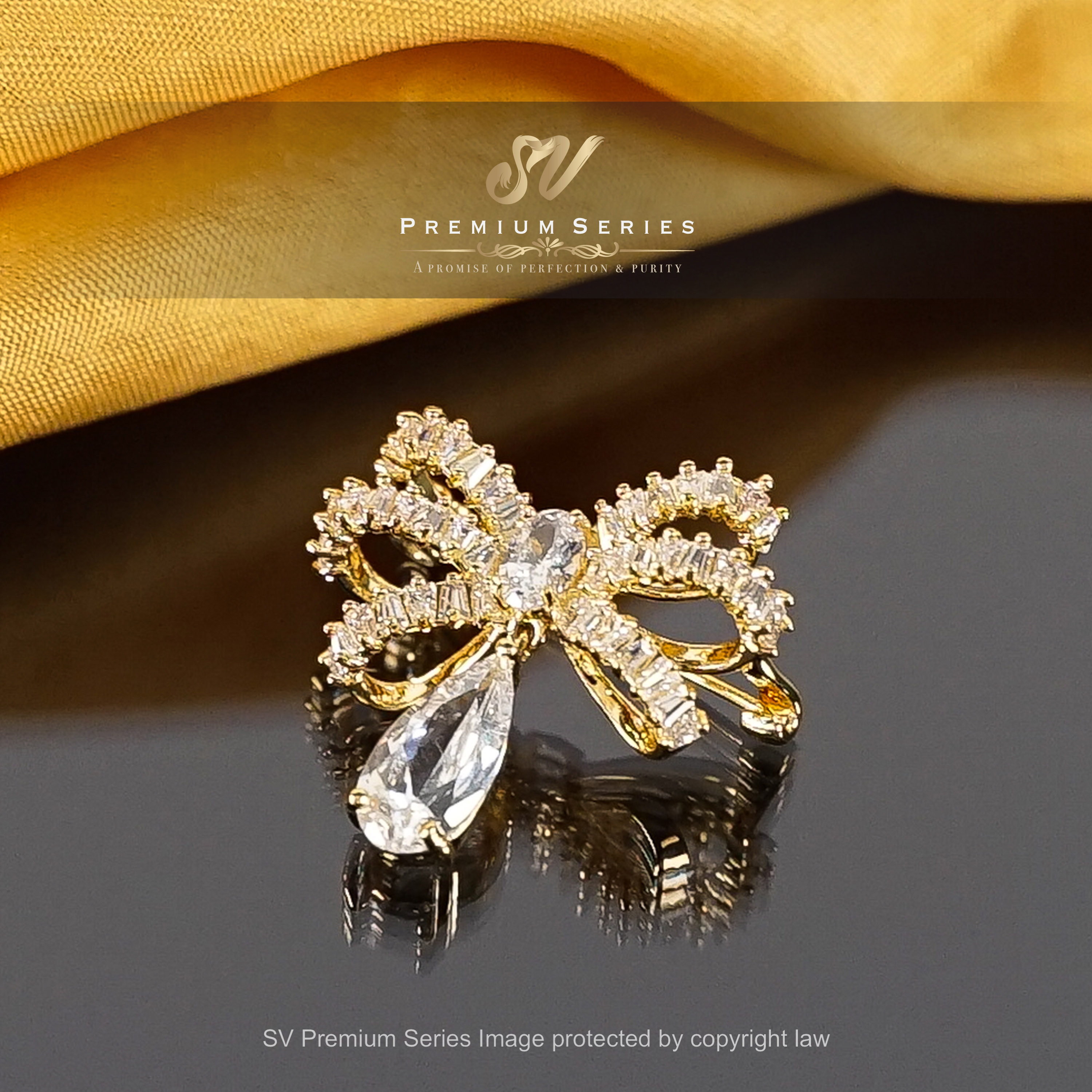 Sv Premium Austria Ribbon Brooch With Charm Pin Tudung Reben Mewah ...