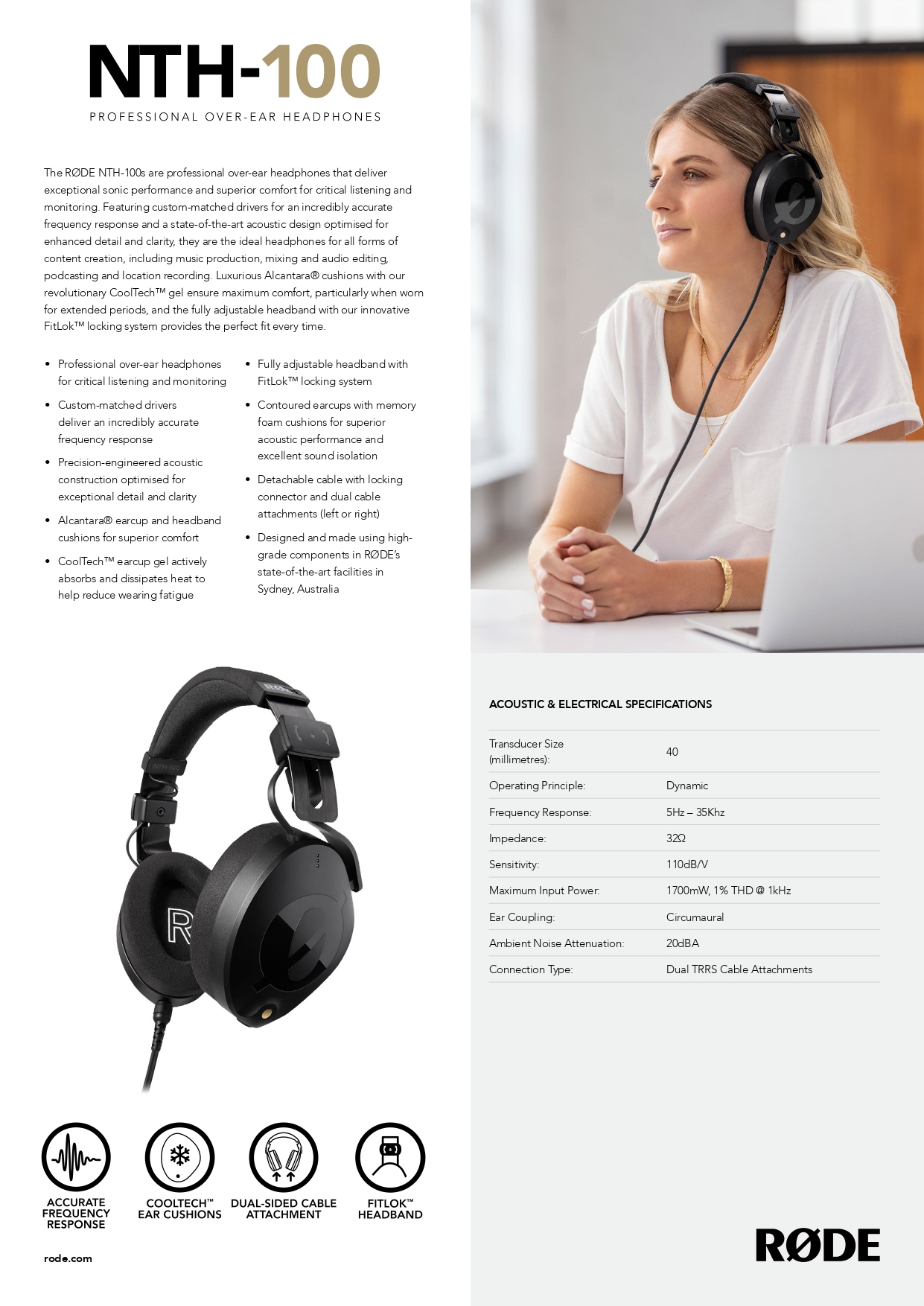 RODE NTH-100 / NTH-100M ( WITH MICROPHONE) PROFESSIONAL OVER-EAR ...