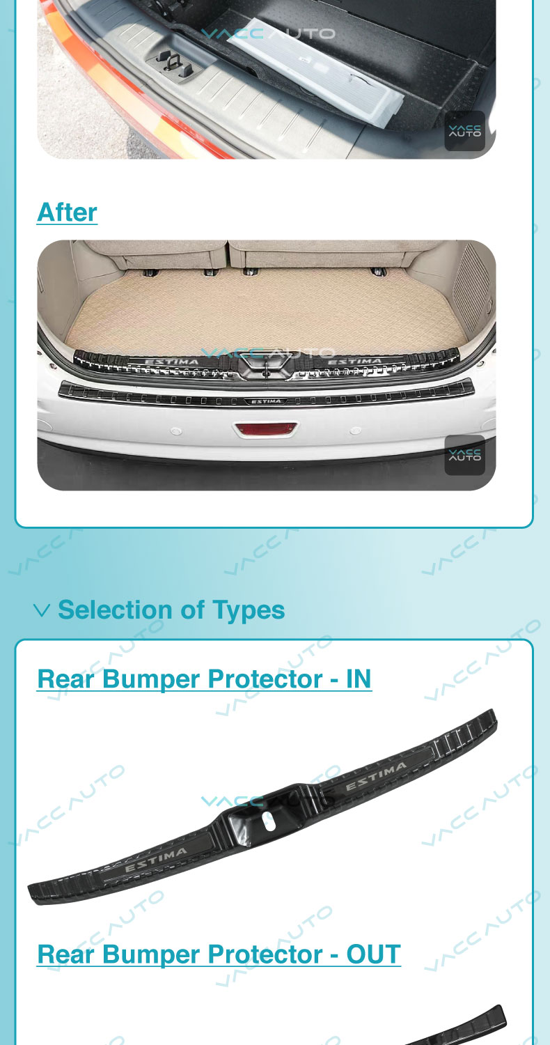 Toyota Estima (2006-2025)Rear Bumper Protector Out In Bonnet Protector ...