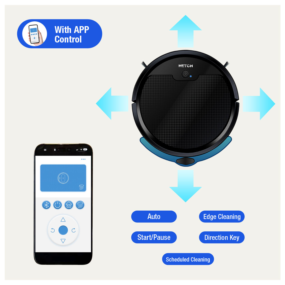 HETCH U5 Robotic Vacuum, Sweep & Mop Robot Vacuum Cleaner RVC-1415-HC ...