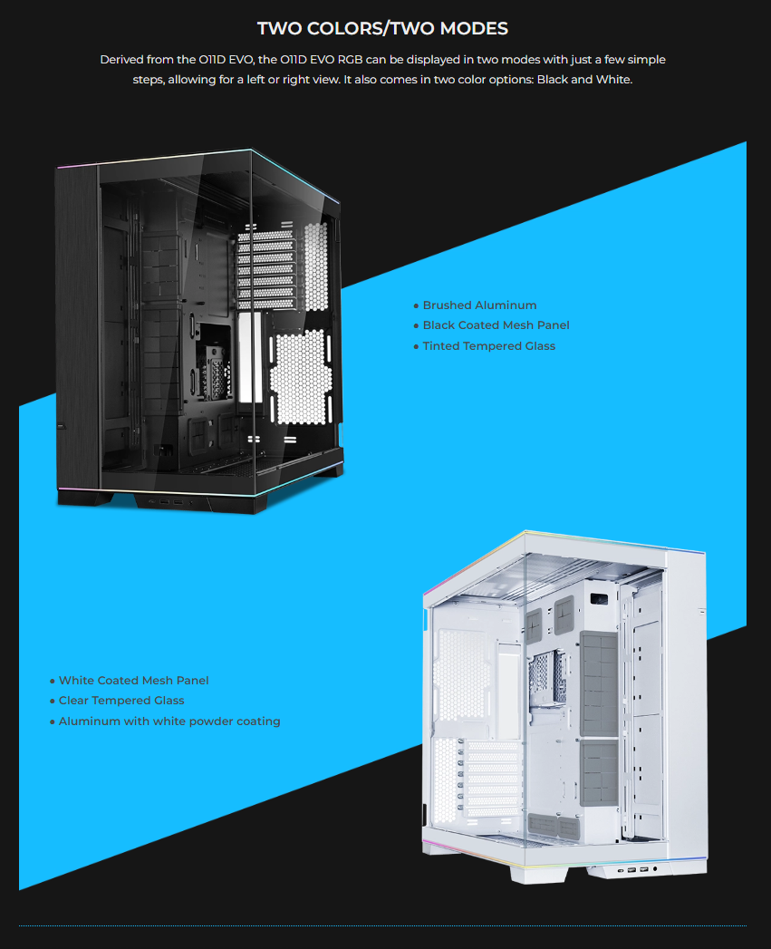 LIAN LI O11 DYNAMIC EVO RGB Tempered Glass - Black / White (O11D EVO ...