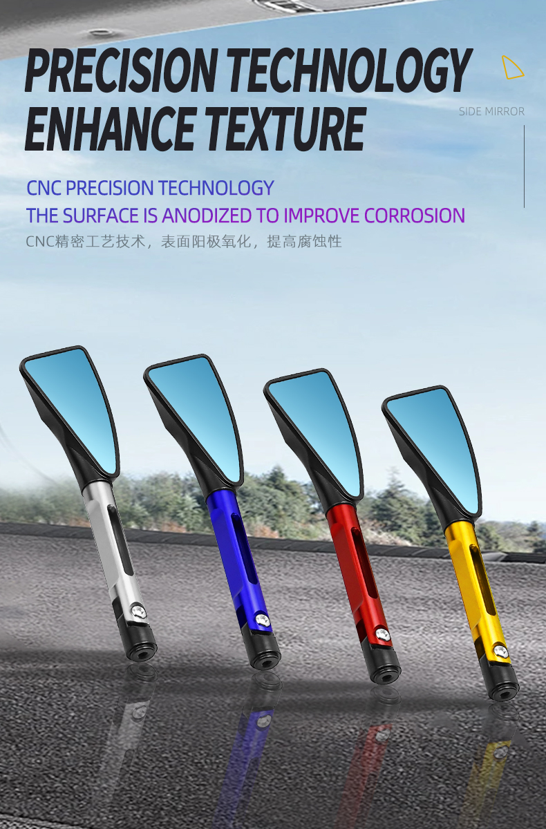 Universal Rear View Mirror Side Mirror Alloy CNC Blue Cermin Sisi Aloy ...