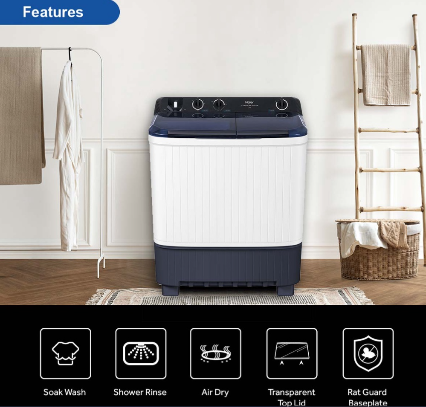 Haier 16KG Semi Auto Washing Machine Twin Tub HTW160-M1217 | Shopee ...