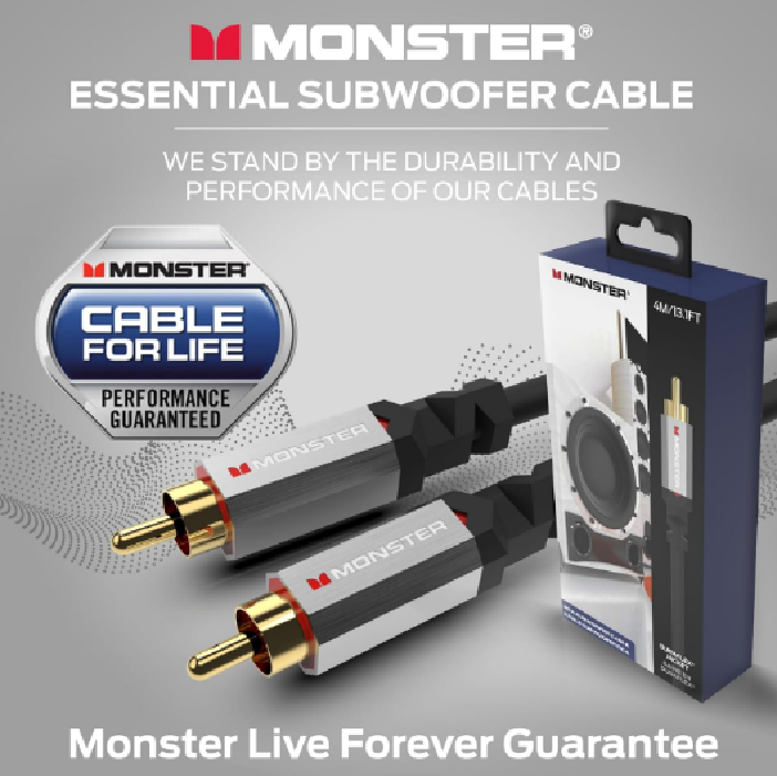 Monster ESSENTIALS RCA Subwoofer Cable 3m/5m Monster RCA Subwoofer ...