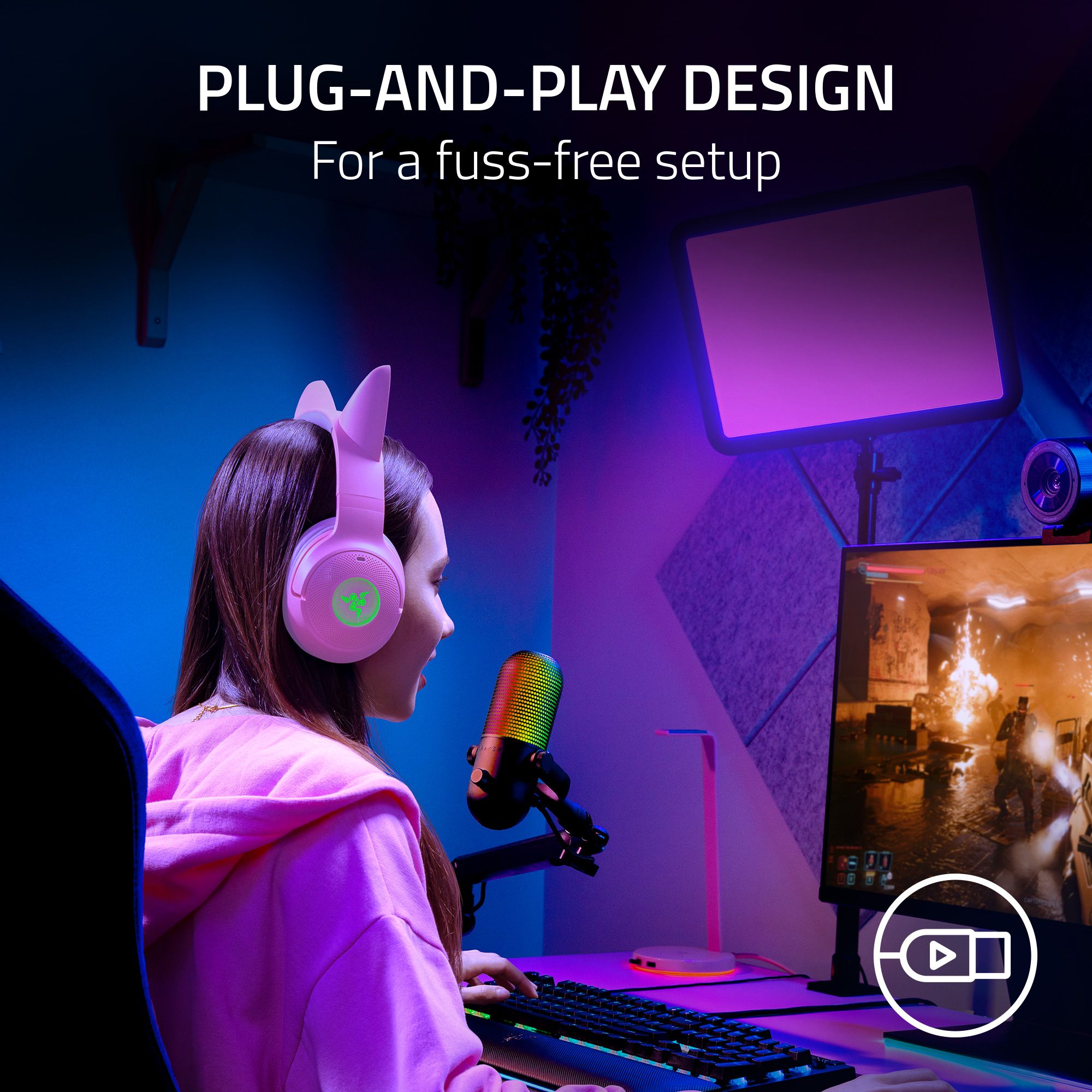 Razer Seiren V3 Chroma RGB Microphone Condenser Mic Tap-to-Mute Sensor ...