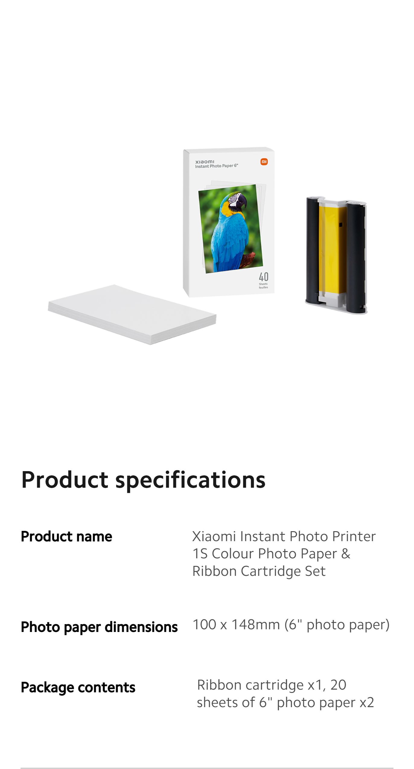 Xiaomi Instant Photo Paper for Xiaomi Printer 1S 3-inch adhesive/6-inch ...