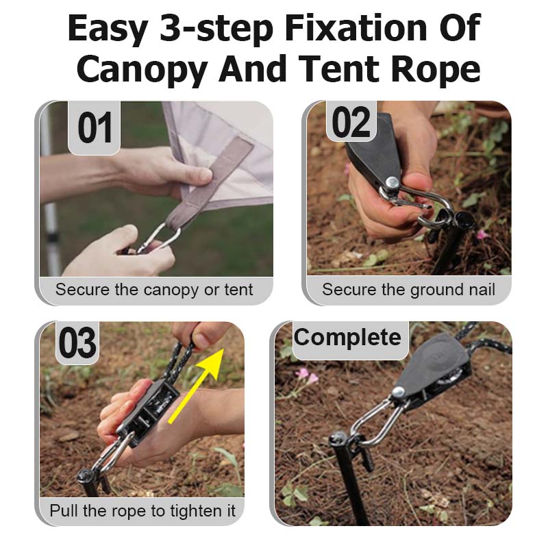 Outdoor Camping Rope 4M Pulley Adjuster Camping Tent Rope Buckle Wind ...