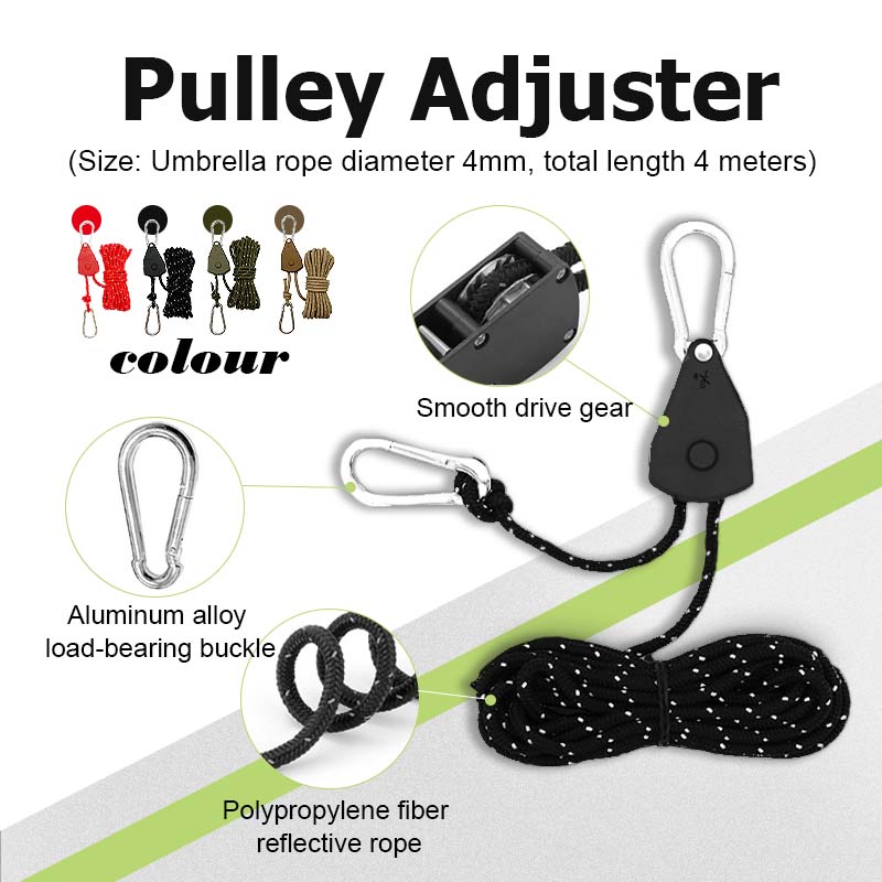 Outdoor Camping Rope 4M Pulley Adjuster Camping Tent Rope Buckle Wind ...