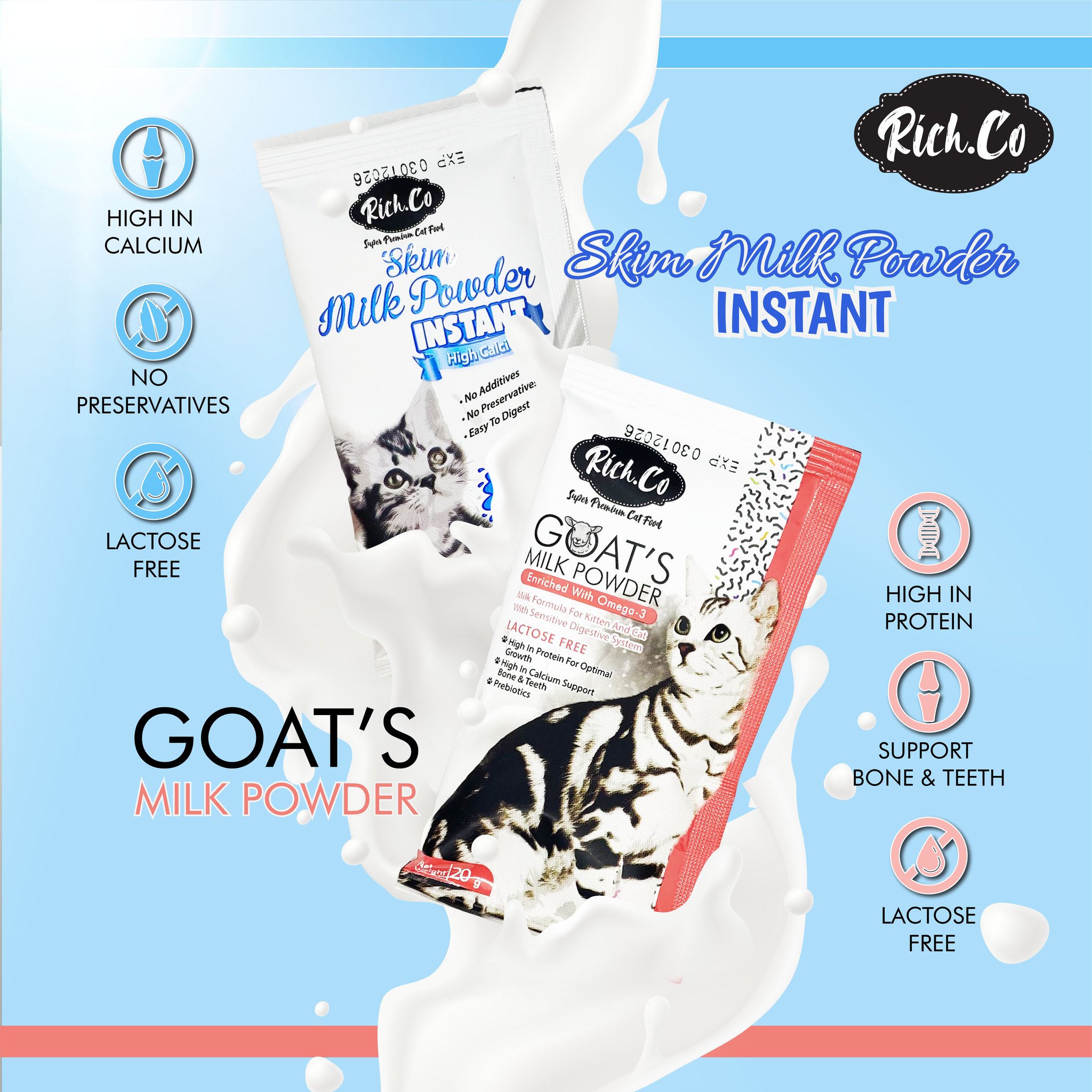Rich. Co Goat Milk Powder / Susu Kambing Kucing (Cat) - 1 Sachet (20G ...