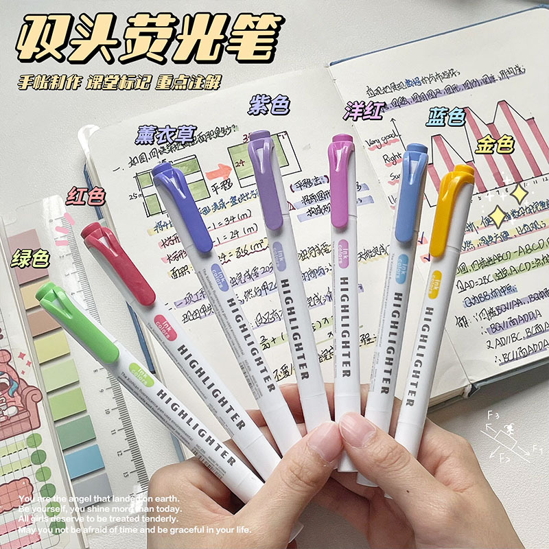 15-color Creative Double-headed Highlighter Set Student Classroom ...