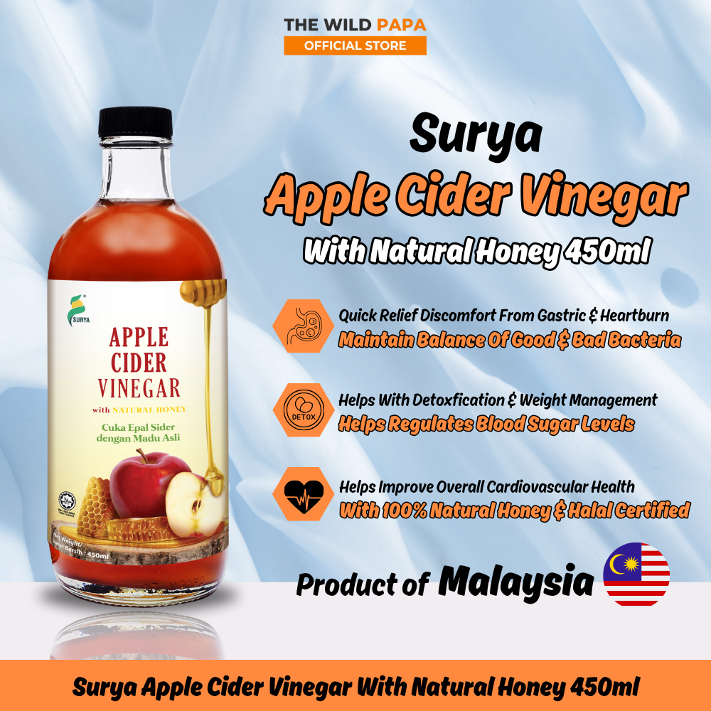 Surya Apple Cider Vinegar With Natural Honey Halal Certified 450ml Cuka