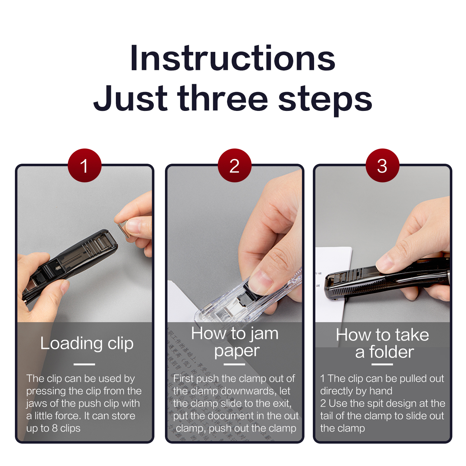 Deli Reusable Staple-Free Paper Pusher Clip Binder Fastener Clamp (Max ...