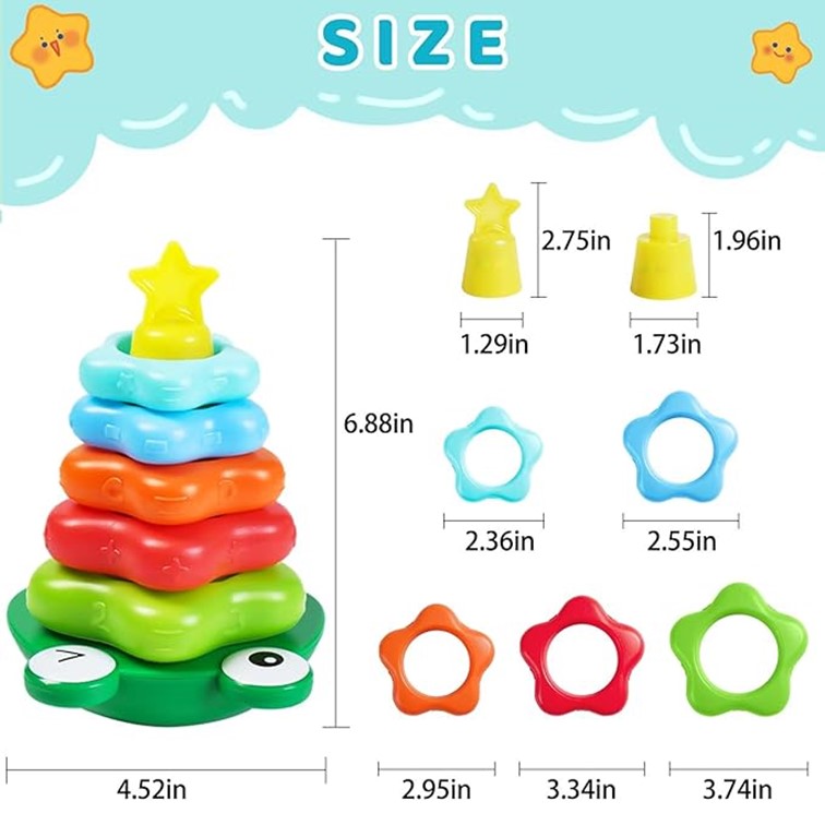 Rainbow Stacking Ring Baby Toys 1 year Toddler Toy Mainan baby 6 bulan ...