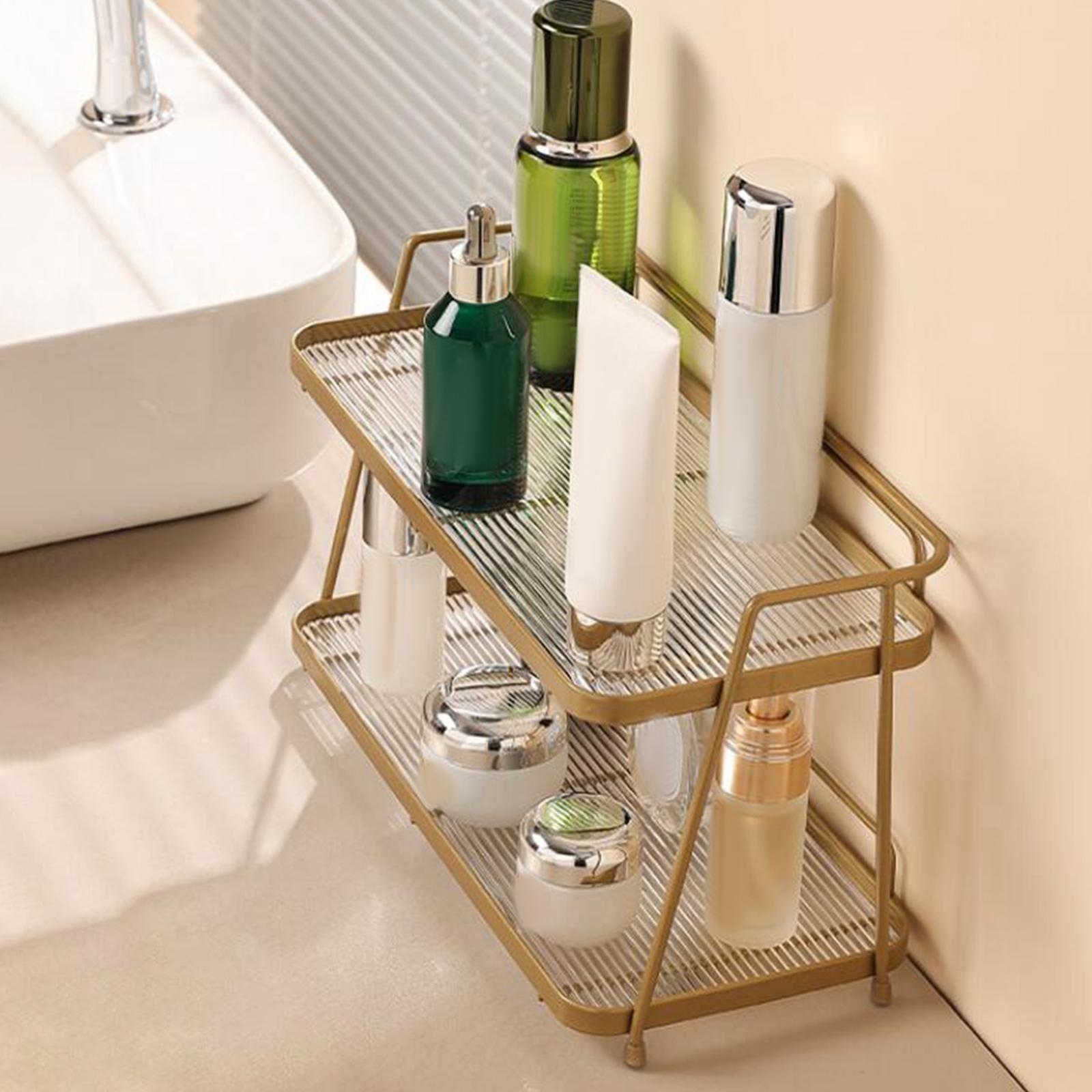 Light Luxury Countertop Rack Wrought Iron Storage Shelf Rack Skin Care ...