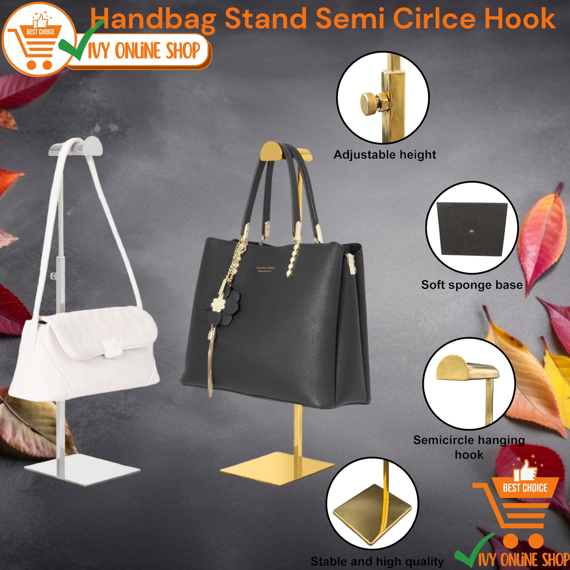 Handbag Adjustable Display Stand Rack Bags Purse Shelf Stainless Steel ...