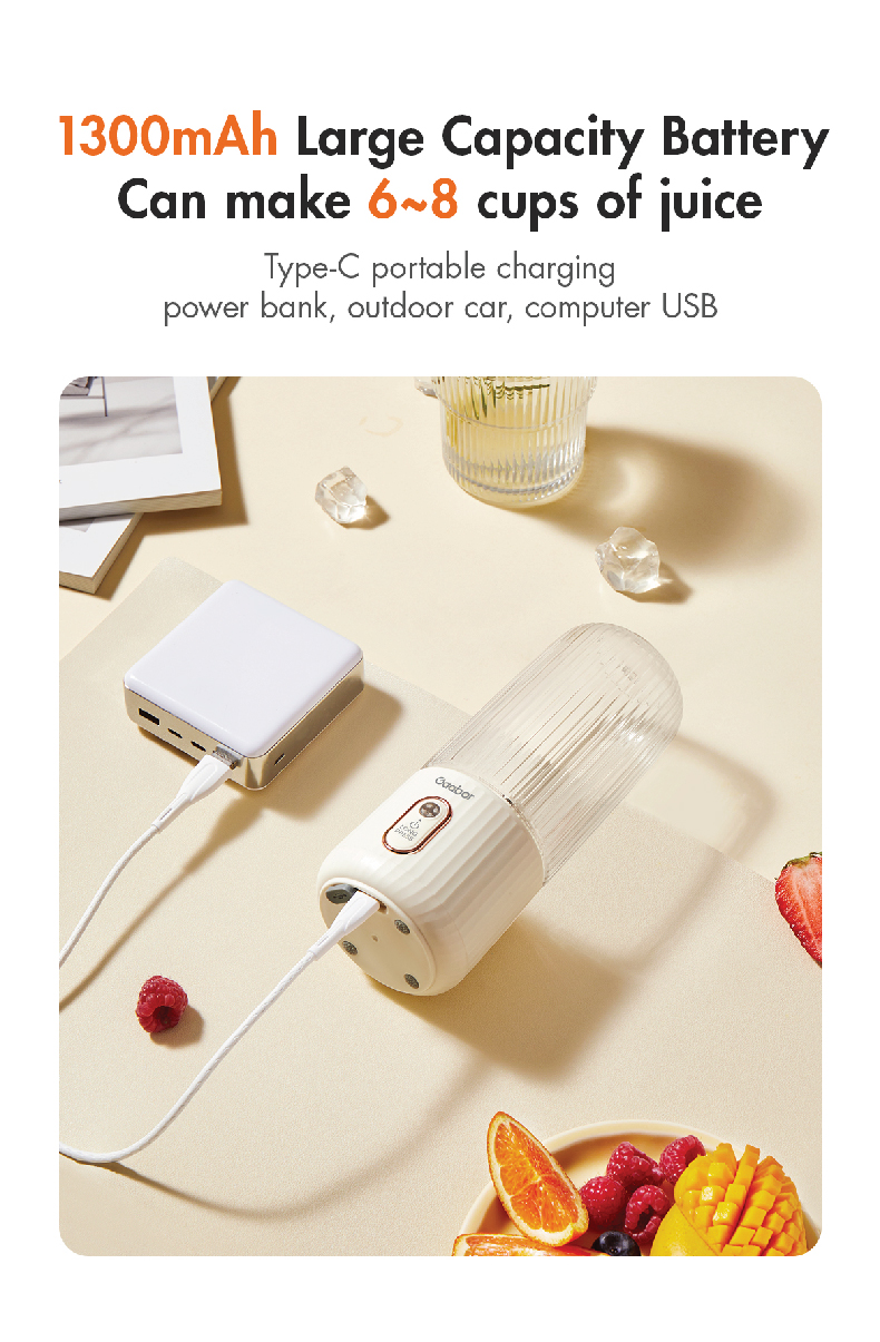 Gaabor Wireless Portable Juicer Mini High Capacity 6 Blade Dual Cup