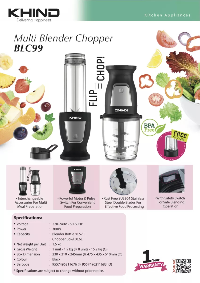 Khind BLC129 / BLC99 / Hand Blender BH600M / BH600SS / BH600AS Multi