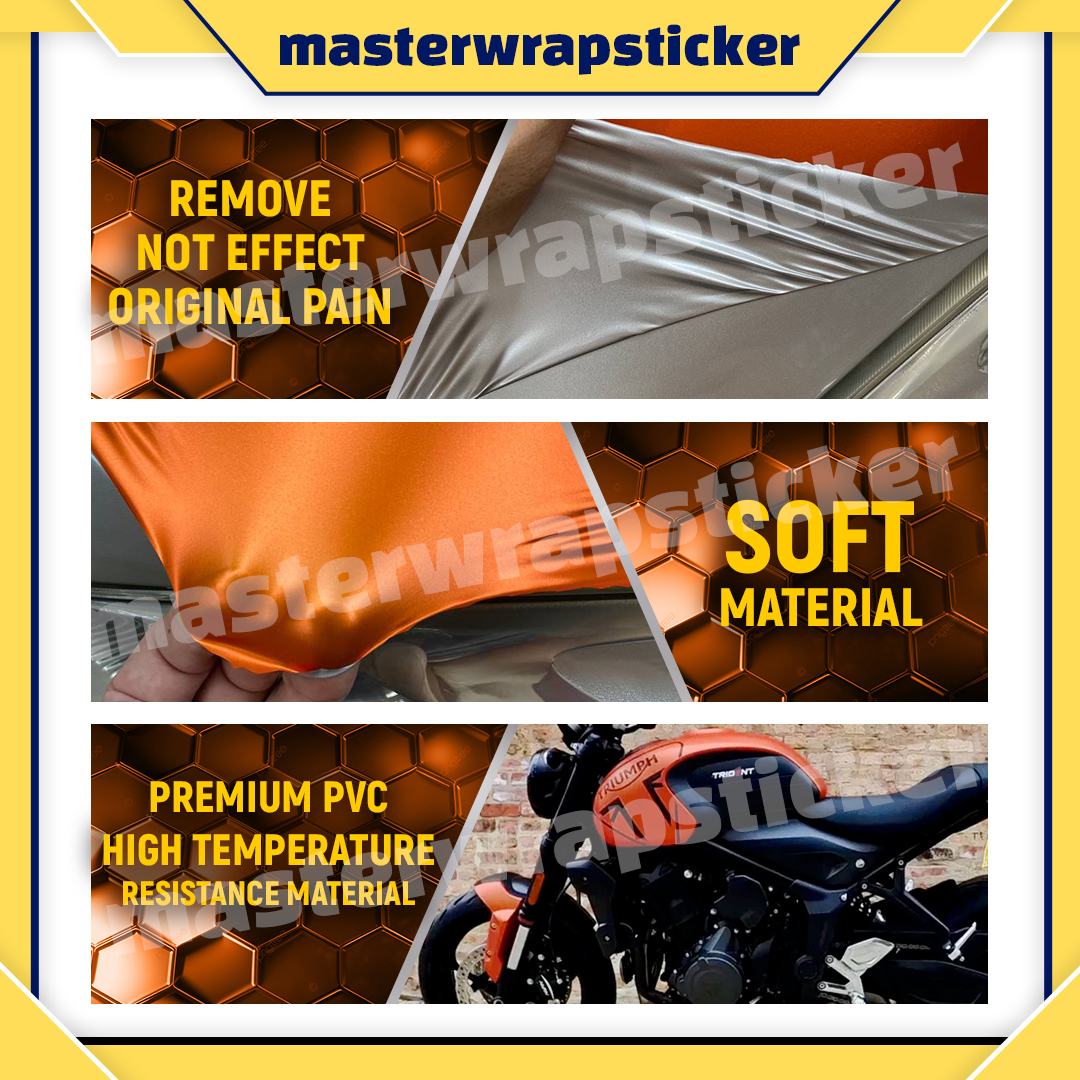 NEW SATIN MATTE ORANGE STICKER MOTOR(152CM-90CM)stiker moto OREN vinyl ...