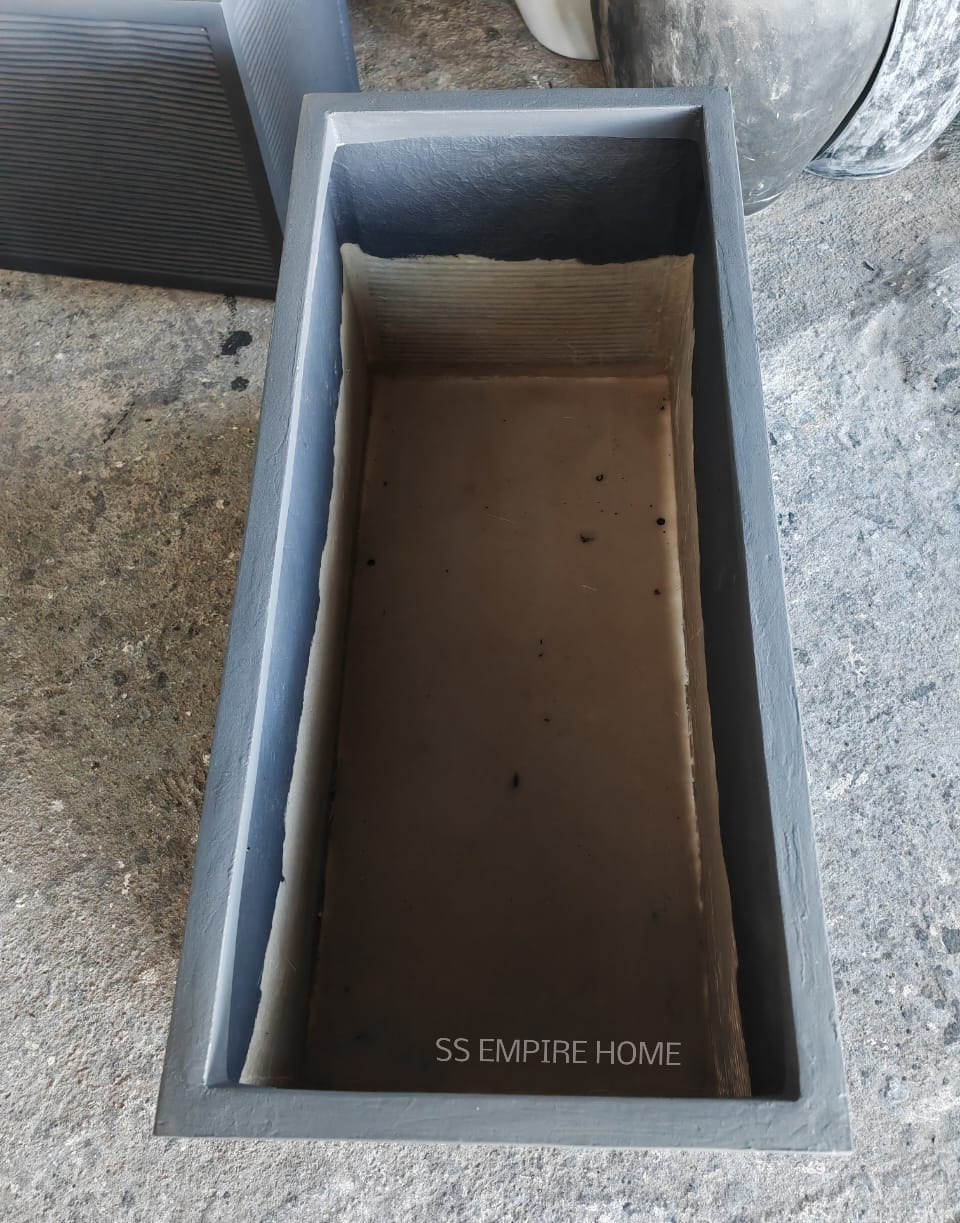 RUDI PB2 Grey Line Planter box Fibreglass Flower Pot Pasu Bunga Garden ...