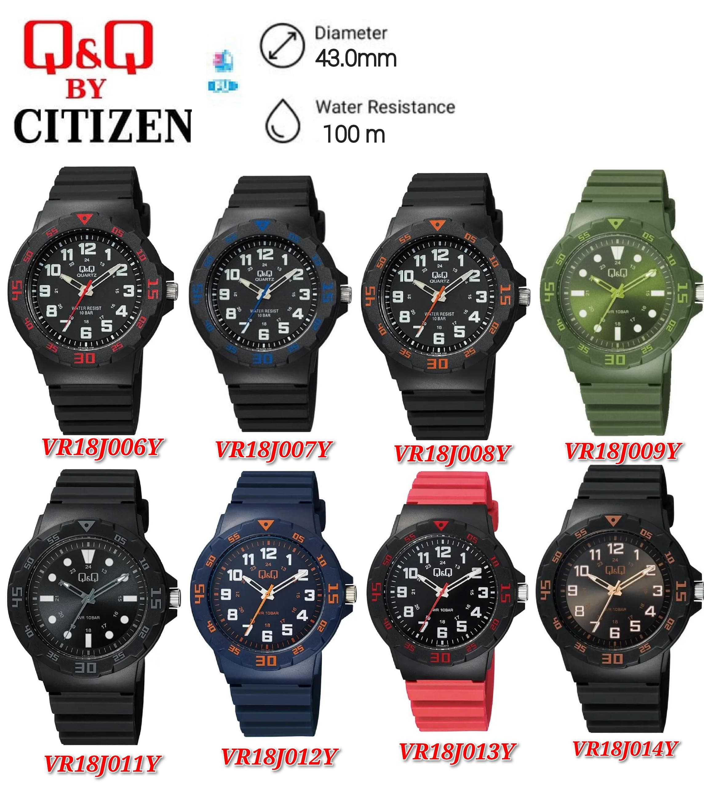 Q&Q Japan by Citizen Men's Analogue Rubber Watch VR18 | Shopee Malaysia