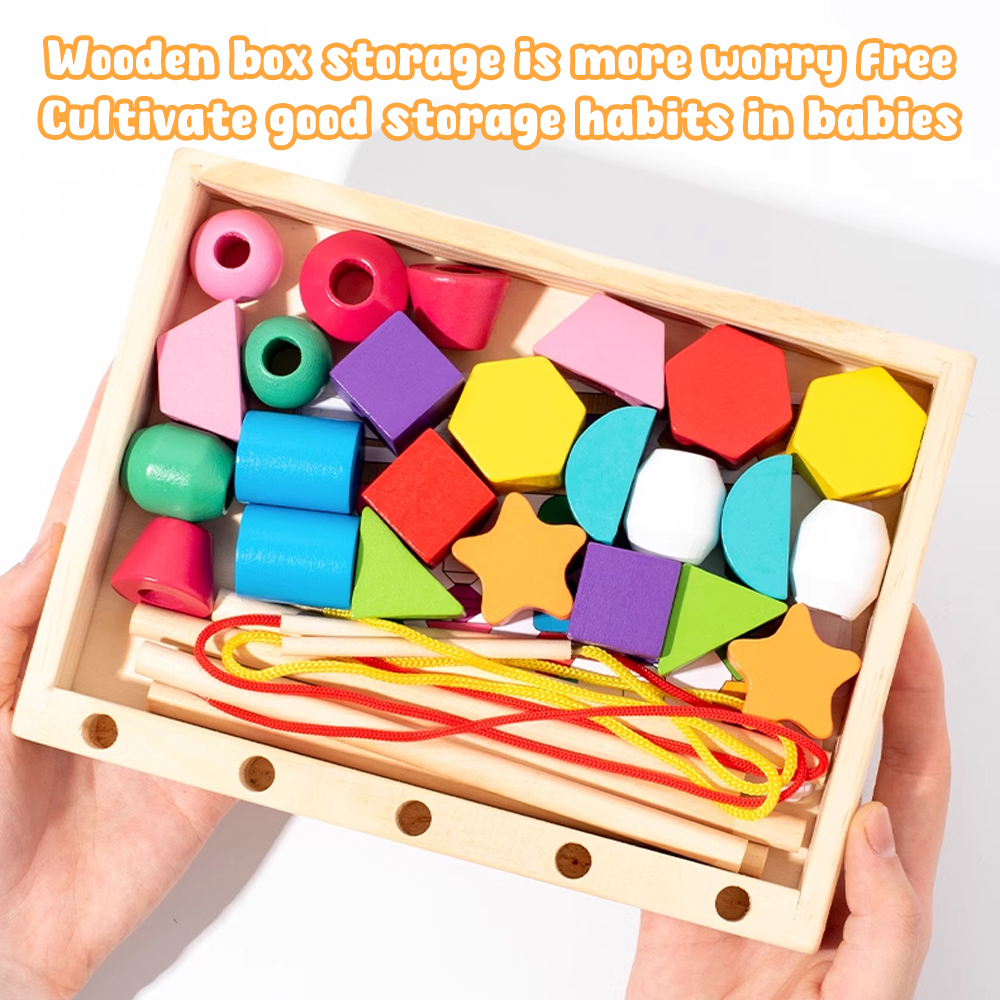 LAKOE 28/68/170Pcs Kids String Beads Toy Training Beads Montessori ...