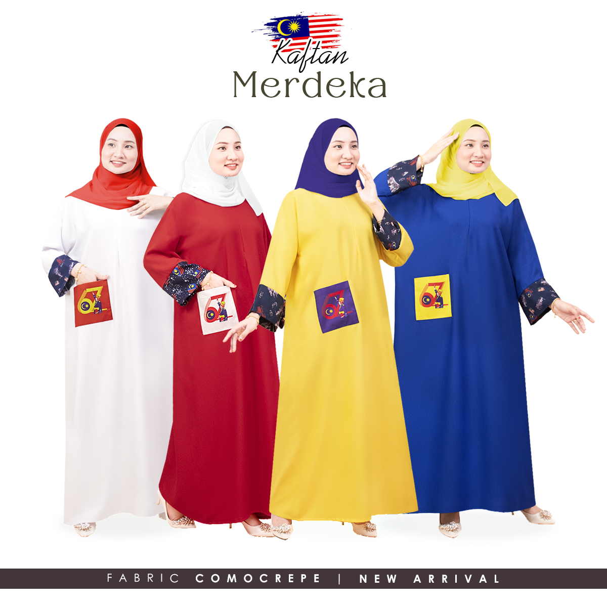 New Arrival Merdeka 2024 Kaftan with Free shawl by H&H Exclusive ...